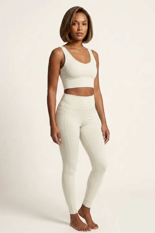 Calça Bolsos Fitness Off White