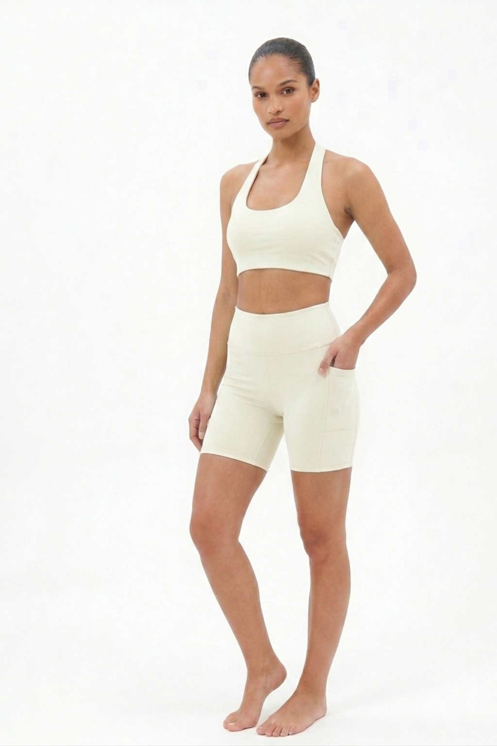 Short Bolsos Fitness Off White